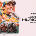 MotoGP Magyar Nagydíj 2025 plakát - Marc Márquez és Alex Márquez portréja, Ducati motorok akcióban a Balaton Park Circuiten, Michelin Grand Prix of Hungary 2025. augusztus 22-24.