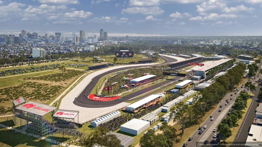 A 2027-es Adelaide MotoGP-pálya teljes vonalvezetésének látványterve