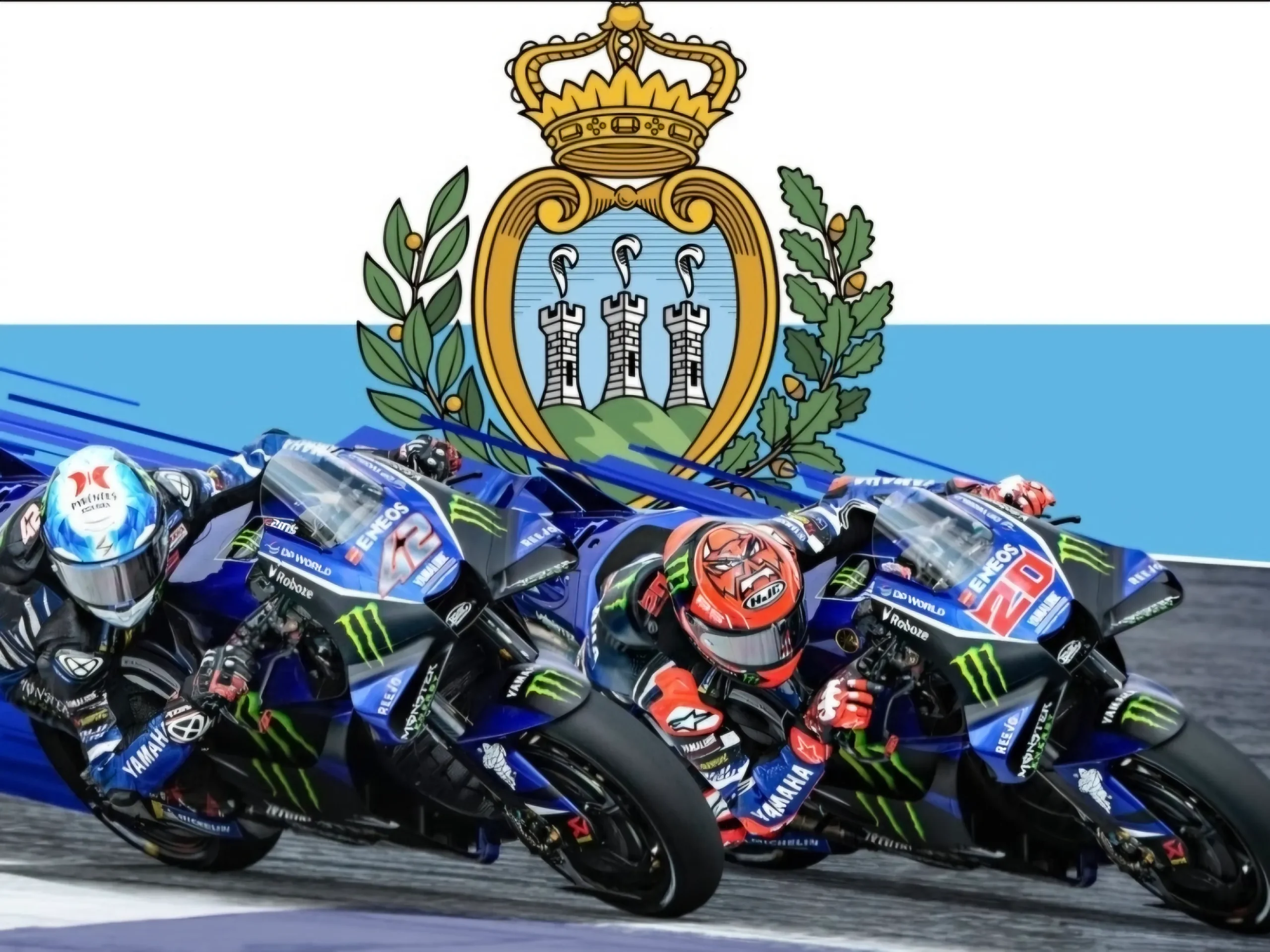 Fabio Quartararo és Álex Rins a Monster Energy Yamaha MotoGP motorjaival a misanói pályán