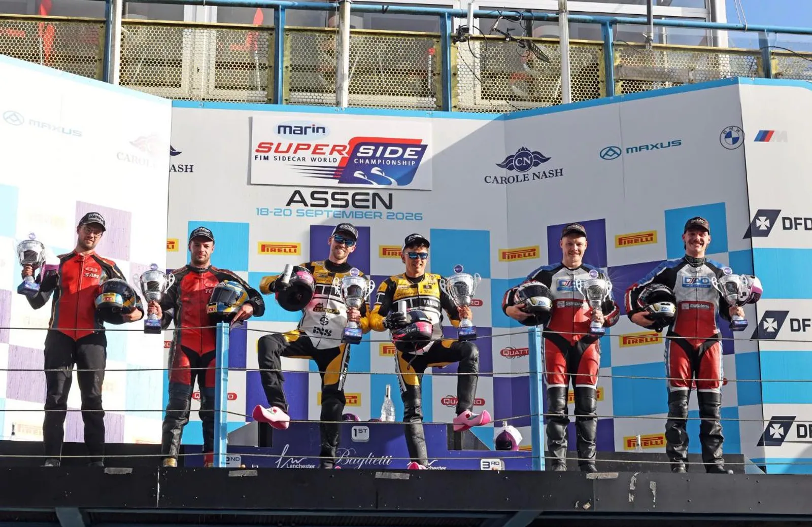 A 2026-os FIM Sidecar World Championship asseni második futamának dobogója