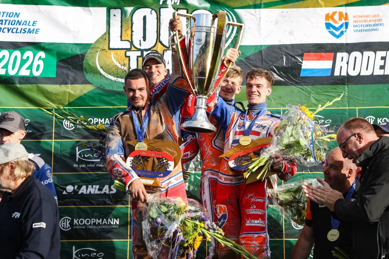 A holland csapat a 2026-os FIM Long Track of Nations versenyen Rodenben