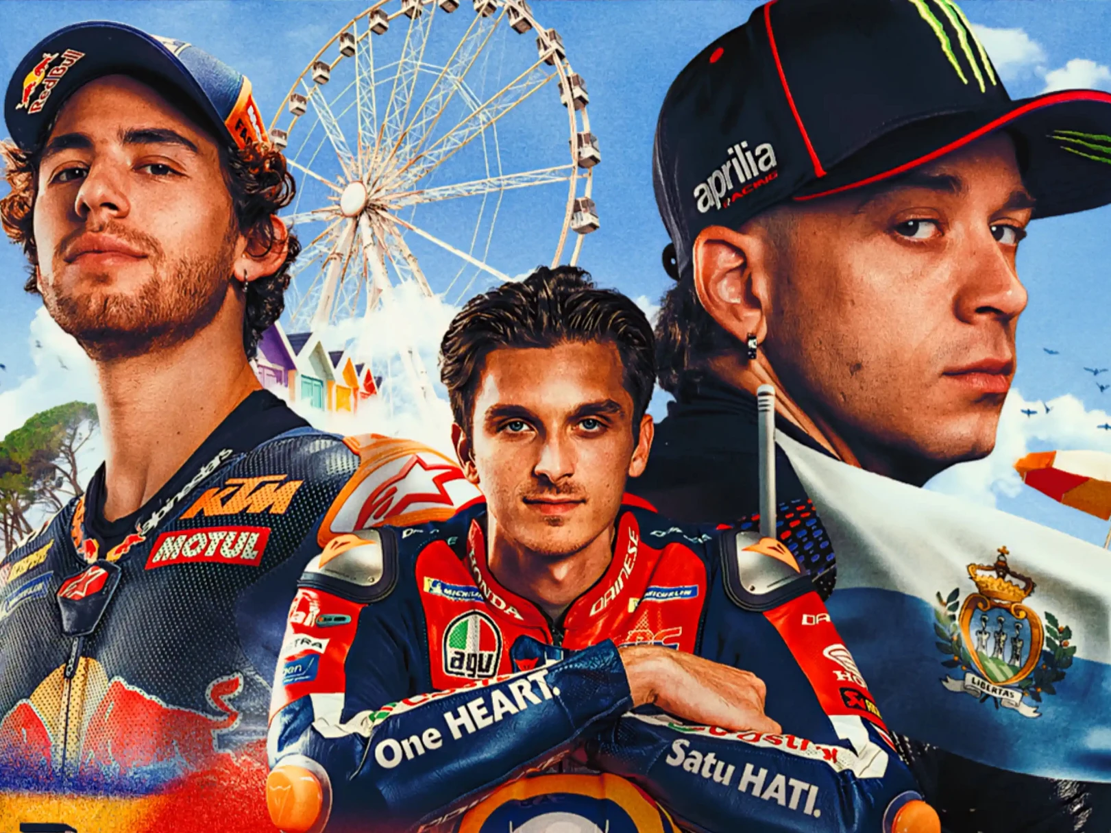 Enea Bastianini, Luca Marini, Marco Bezzecchi és Franco Morbidelli a 2026-os misanói MotoGP promóciós képén